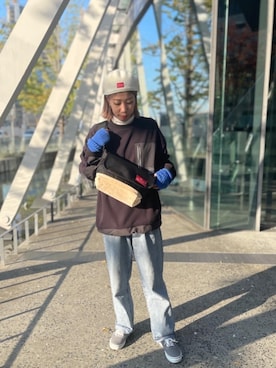 「ハンチング」｜「アイテム（メッセンジャーバッグ）」を使った、Manhattan Portage Staffさん（レディース・163cm）の秋コーディネート