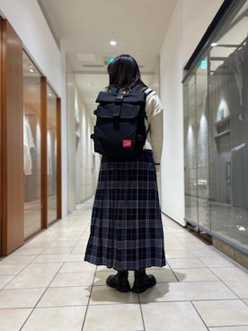 「Manhattan Portage（マンハッタンポーテージ）のSilvercup Backpack　-シルバーカップ バックパック-（バックパック/リュック）」を使った、Manhattan Portage Staffさん（レディース・160cm）の冬コーディネート