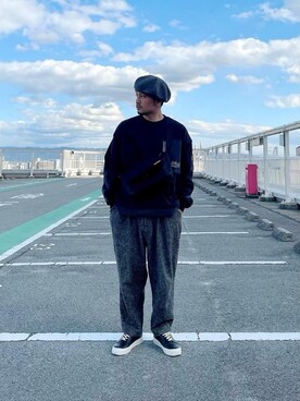 「アパレル」｜「アイテム（その他トップス）」を使った、Manhattan Portage Staffさん（メンズ・174cm）の冬コーディネート