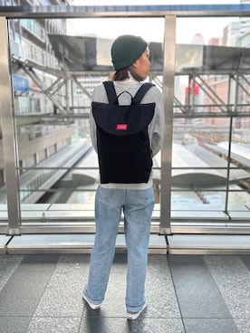 「Manhattan Portage（マンハッタンポーテージ）のJefferson Market Garden Backpack（バックパック/リュック）」を使った、Manhattan Portage Staffさん（レディース・163cm）の冬コーディネート
