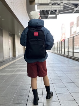 「新生活」｜「アイテム（バックパック/リュック）」を使った、Manhattan Portage Staffさん（レディース・163cm）の冬コーディネート