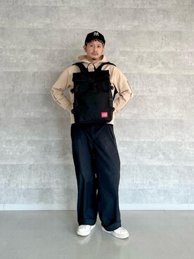 「Manhattan Portage（マンハッタンポーテージ）のSilvercup Backpack　-シルバーカップ バックパック-（バックパック/リュック）」を使った、Manhattan Portage Staffさん（メンズ・174cm）の冬コーディネート