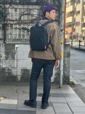 「シャツ 」｜「アイテム（ナイロンジャケット）」を使った、Manhattan Portage Staffさん（メンズ・172cm）の冬コーディネート