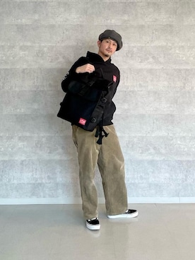 「Manhattan Portage（マンハッタンポーテージ）のSilvercup Backpack　-シルバーカップ バックパック-（バックパック/リュック）」を使った、Manhattan Portage Staffさん（メンズ・174cm）の冬コーディネート