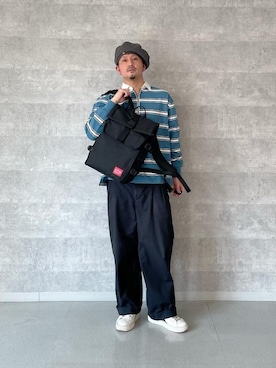「Manhattan Portage（マンハッタンポーテージ）のSilvercup Backpack　-シルバーカップ バックパック-（バックパック/リュック）」を使った、Manhattan Portage Staffさん（メンズ・174cm）の冬コーディネート