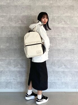 「通学スタイル」｜「アイテム（パーカー）」を使った、Manhattan Portage Staffさん（レディース・161cm）の春コーディネート