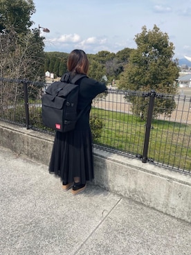 「Manhattan Portage（マンハッタンポーテージ）のSilvercup Backpack　-シルバーカップ バックパック-（バックパック/リュック）」を使った、Manhattan Portage Staffさん（レディース・156cm）の春コーディネート