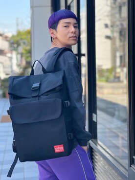 「Manhattan Portage（マンハッタンポーテージ）のSilvercup Backpack　-シルバーカップ バックパック-（バックパック/リュック）」を使った、Manhattan Portage Staffさん（メンズ・172cm）の春コーディネート