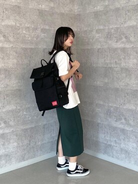 「Manhattan Portage（マンハッタンポーテージ）のSilvercup Backpack　-シルバーカップ バックパック-（バックパック/リュック）」を使った、Manhattan Portage Staffさん（レディース・161cm）の春コーディネート
