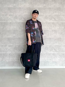 「通学スタイル」｜「アイテム（シャツ/ブラウス）」を使った、Manhattan Portage Staffさん（メンズ・174cm）の夏コーディネート
