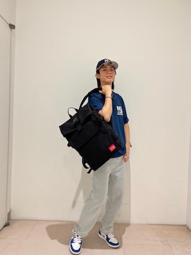 「Manhattan Portage（マンハッタンポーテージ）のSilvercup Backpack　-シルバーカップ バックパック-（バックパック/リュック）」を使った、Manhattan Portage Staffさん（メンズ・175cm）の夏コーディネート