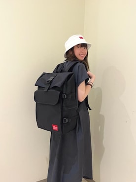「Manhattan Portage（マンハッタンポーテージ）のSilvercup Backpack　-シルバーカップ バックパック-（バックパック/リュック）」を使った、Manhattan Portage Staffさん（レディース・155cm）の夏コーディネート