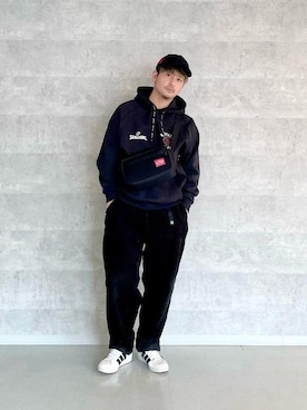 「Manhattan Portage（マンハッタンポーテージ）のアイテム（パーカー）」を使った、Manhattan Portage Staffさん（メンズ・174cm）の冬コーディネート