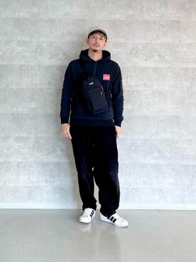 「Manhattan Portage（マンハッタンポーテージ）のアイテム（パーカー）」を使った、Manhattan Portage Staffさん（メンズ・174cm）の冬コーディネート