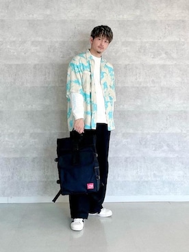 「Manhattan Portage（マンハッタンポーテージ）のSilvercup Backpack　-シルバーカップ バックパック-（バックパック/リュック）」を使った、Manhattan Portage Staffさん（メンズ・174cm）の春コーディネート