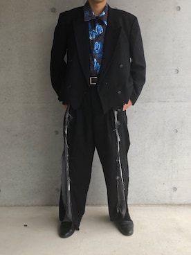 「バラ柄」｜「アイテム（ジャケット/アウター）」を使った、うっしいさん（メンズ・170cm）の春コーディネート