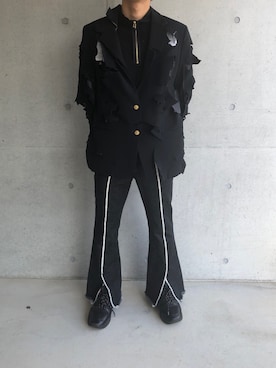 「Re:make（リメイク）のアイテム（テーラードジャケット）」を使った、うっしいさん（メンズ・170cm）の春コーディネート