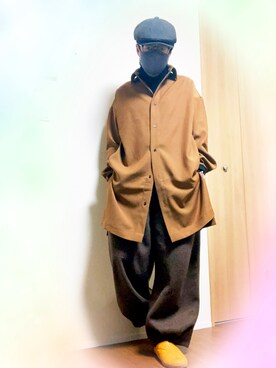 「H&M（エイチ・アンド・エム）のアイテム（ハンチング/ベレー帽）」を使った、hideさん（メンズ・167cm）の冬コーディネート