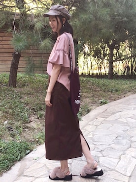 「New Balance」｜「アイテム（キャスケット）」を使った、tingtingさん（レディース・153cm）の秋コーディネート