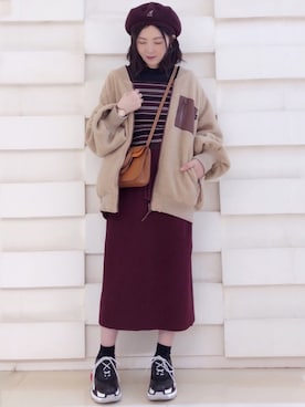 「HERMES」｜「アイテム（ブルゾン）」を使った、tingtingさん（レディース・153cm）の冬コーディネート