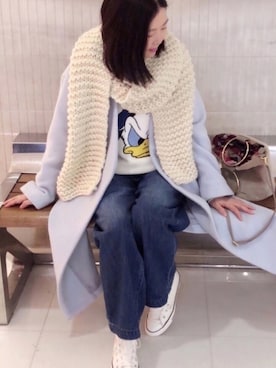 「春ニット」｜「アイテム（ノーカラージャケット）」を使った、tingtingさん（レディース・153cm）の春コーディネート