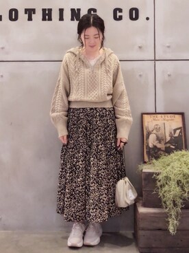「マキシスカート」｜「アイテム（財布/小物）」を使った、tingtingさん（レディース・153cm）の春コーディネート