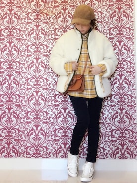 「PULL&BEAR（プルアンドベア）のアイテム（帽子）」を使った、tingtingさん（レディース・153cm）の冬コーディネート