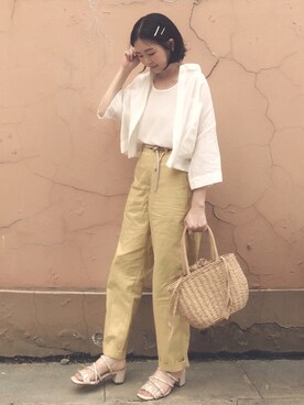 「アイテム（ヘアピン、イエロー系）」を使った、tingtingさん（レディース・153cm）の夏コーディネート