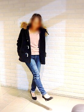 「moussy」｜「アイテム（ダッフルコート）」を使った、りゅんさん（レディース・148cm）の冬コーディネート