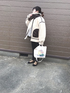 「YELLOWS PLUS（イエローズプラス）のアイテム（ブルゾン）」を使った、masunさん（レディース・153cm）の冬コーディネート
