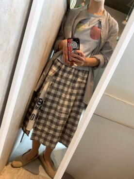 「Asrabbit（エーズラビット）のアイテム（スカート）」を使った、skrさん（レディース・156cm）の春コーディネート