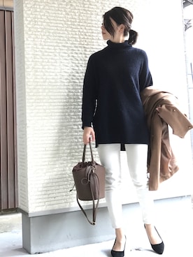 「ワーママコーデ」｜「アイテム（その他アウター）」を使った、__asa_hi   さんさん（レディース・166cm）の冬コーディネート
