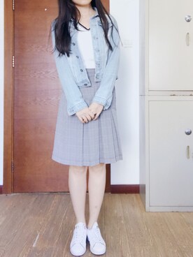 「New look（ニュールック）のアイテム（デニムジャケット）」を使った、うさぎちゃんさん（レディース・171cm）の春コーディネート