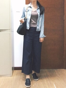 「New look（ニュールック）のアイテム（デニムジャケット）」を使った、うさぎちゃんさん（レディース・171cm）の春コーディネート