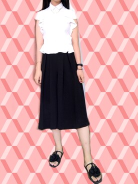 「黑白配」｜うさぎちゃんさん（レディース・171cm）の夏コーディネート