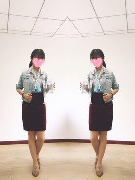 「New look（ニュールック）のアイテム（デニムジャケット）」を使った、うさぎちゃんさん（レディース・171cm）の夏コーディネート