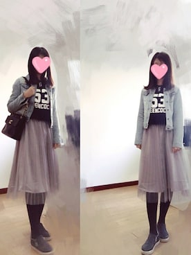 「New look（ニュールック）のアイテム（デニムジャケット）」を使った、うさぎちゃんさん（レディース・171cm）の秋コーディネート