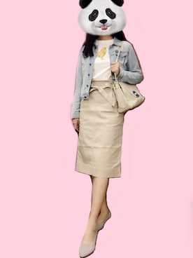 「New look（ニュールック）のアイテム（デニムジャケット）」を使った、うさぎちゃんさん（レディース・171cm）の春コーディネート