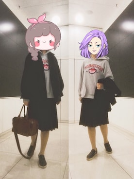 「雨」｜「アイテム（ダッフルコート）」を使った、うさぎちゃんさん（レディース・173cm）の春コーディネート