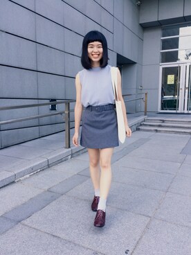 「skirt」｜「アイテム（その他シューズ）」を使った、Sandy Liさん（レディース・156cm）の夏コーディネート