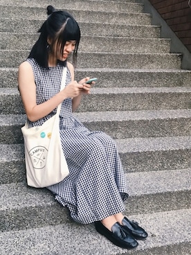 「TAIPEI」｜「アイテム（つなぎ/オールインワン）」を使った、Sandy Liさん（レディース・156cm）の夏コーディネート