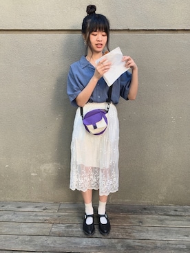 「skirt」｜「アイテム（アクセサリー）」を使った、Sandy Liさん（レディース・156cm）の冬コーディネート