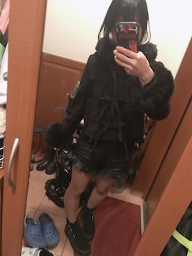 「真っ黒コーデ」｜おおたにちゃんさん（レディース・156cm）の冬コーディネート