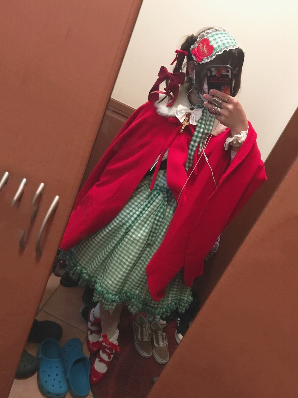「ロリィタ、クリームソーダ、クリスマスカラー」｜「Angelic Prettyのアイテム（ヘアアクセサリー、グリーン系）」を使った、おおたにちゃんさん（レディース・156cm）の冬コーディネートの1枚目の写真