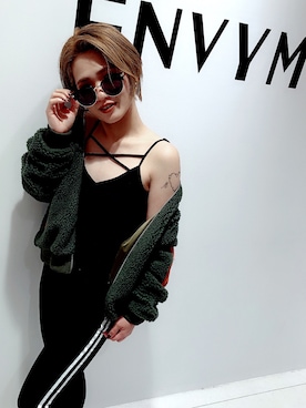 「ENVYM（アンビー）のアイテム（MA-1）」を使った、Mutsumiさん（レディース・158cm）の秋コーディネート