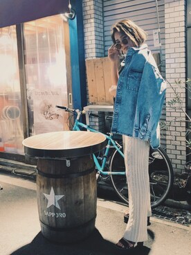 「envym_staff」｜「アイテム（デニムジャケット）」を使った、Mutsumiさん（レディース・162cm）の冬コーディネート