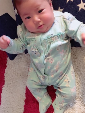 「アイテム（ロンパース、グリーン系）」を使った、Rinto×Kaito×Miri×Umiさん（キッズ・60cm）の春コーディネート