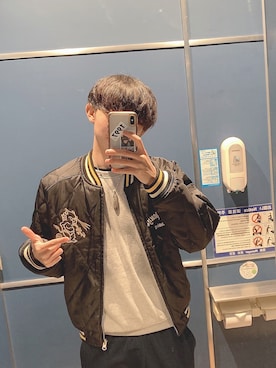 「古着好きな人と繋がりたい」｜「アイテム（MA-1）」を使った、fugaさん（メンズ・169cm）の冬コーディネート