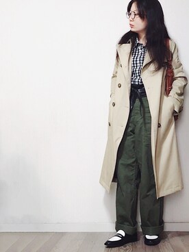 「サッシュベルト」｜「アイテム（トレンチコート）」を使った、__aki__さん（レディース・153cm）の春コーディネート