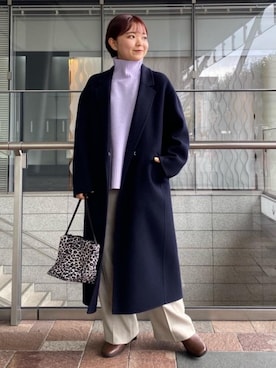 「green label relaxing（グリーンレーベルリラクシング）のFFC W テンジク ハイネック プルオーバー ニット（ニット/セーター）」を使った、bataさん（レディース・150cm）の秋コーディネート